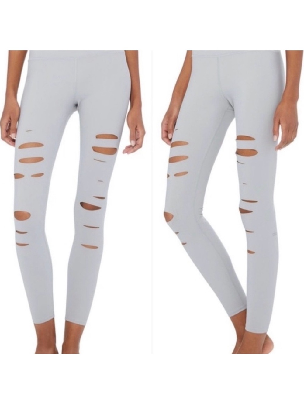 Alo Grey High Waist Ripped Warrior Leggings Size XS